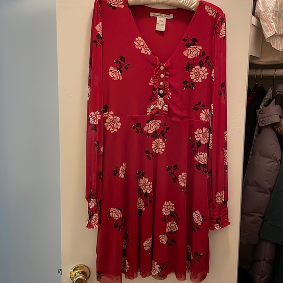 American Rag Red Floral Mesh Dress - Picture 1 of 10